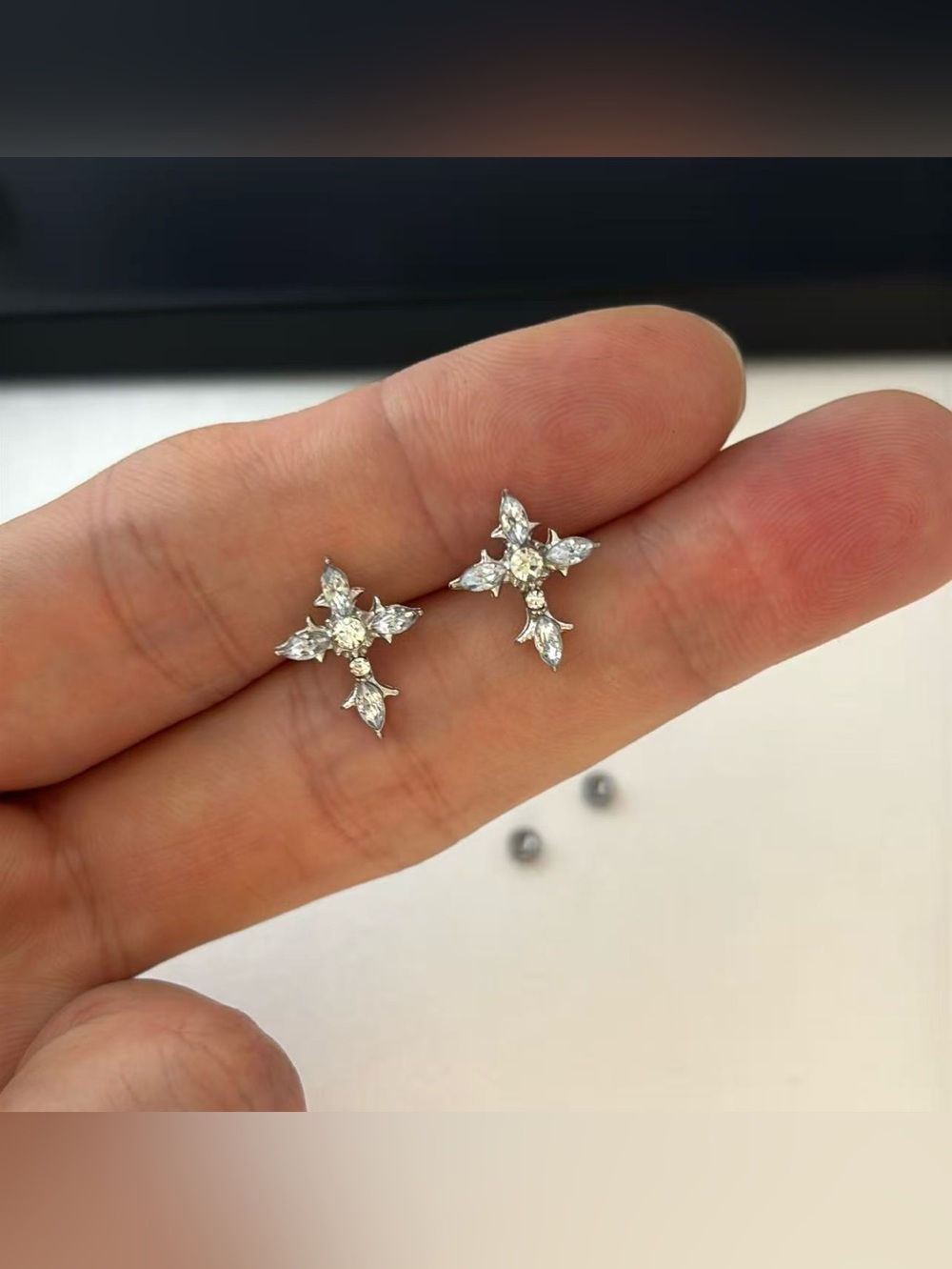 CZ Cross Stud Earrings for Men Women Streetwear Punk Hip Hop Unisex Style